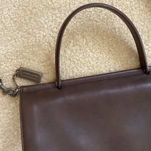 Brown leather Coach purse, 11”x9”x4”, EUC, magnetic fastener, short/long straps